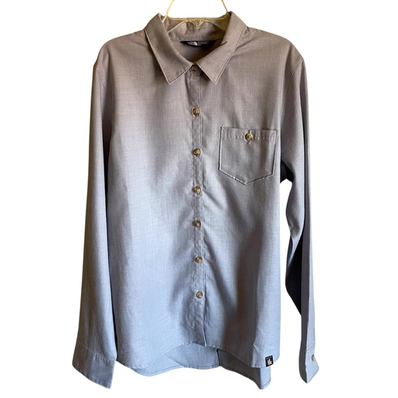 The North Face Womens Button Down Shirt Gray Long Sleeve Size L - Picture 2 of 13